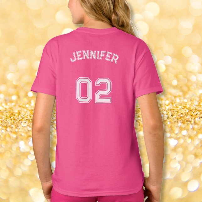 Niño Adolescente Nombre Chica Jersey Número Deport (Toddler Teen Girl Name Jersey Number Pink Sports T-Shirt)