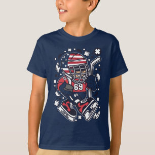 Niño americano del hockey de la camiseta del