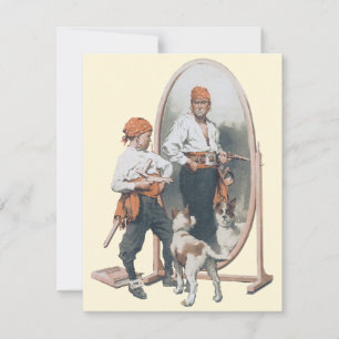Niño Antiguo, Niño Pirata, Perro, Espejo, Bucanero