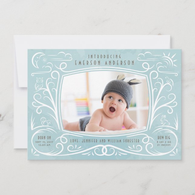 Niño anuncio de nacimiento de amigos de Woodland (Anverso)