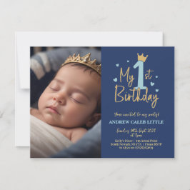 Niño bebé 1ª invitación de cumpleaños con foto