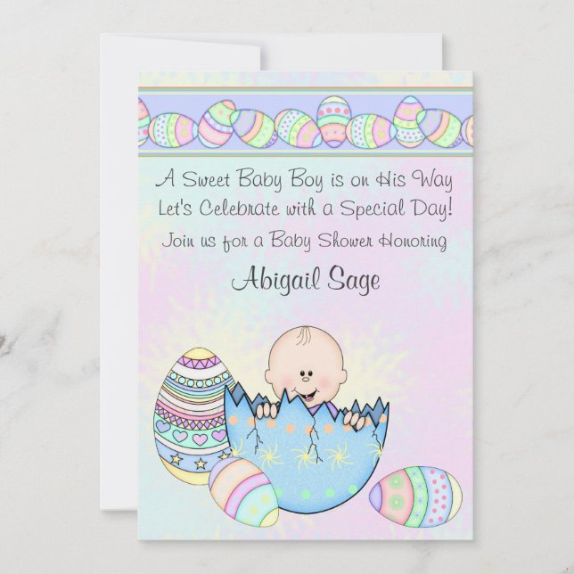 Niño bebé con invitación de Baby Shower por los hu (Anverso)