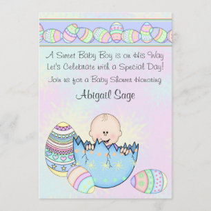 Niño bebé con invitación de Baby Shower por los hu
