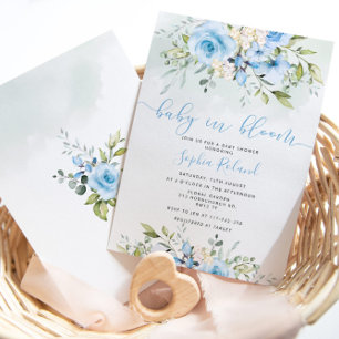 Niño bebé en flor invitación a ducha para bebé