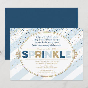 Niño bebé sprinkle invitación banda de oro azul ma