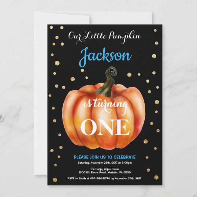 Niño Calabaza Otoño Invitación de cumpleaños (Anverso)