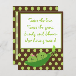 Niño Chica gemelo come en una invitación para Baby