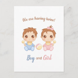 Niño Chica gemelos Invitación
