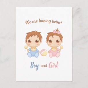 Niño Chica gemelos Invitación