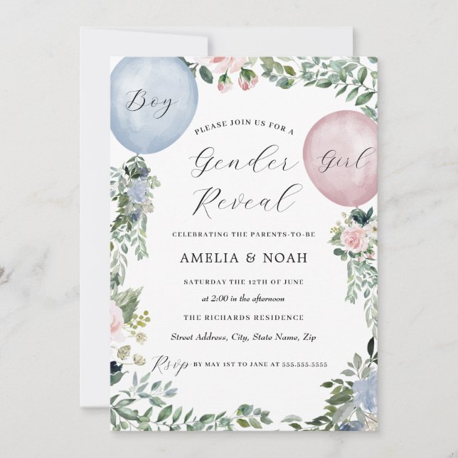 Niño Chica: Invitación a revelar globo (Anverso)