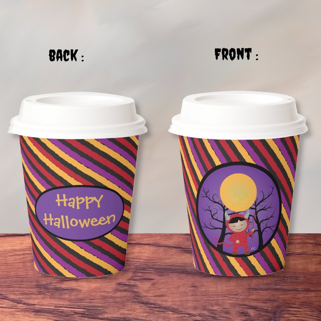 Niño con disfraz de diablo vaso de papel de Hallow (Subido por el creador)