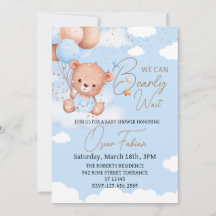 Niño con leche de oso suave con bebé Invitación