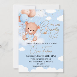 Niño con leche de oso suave con bebé Invitación