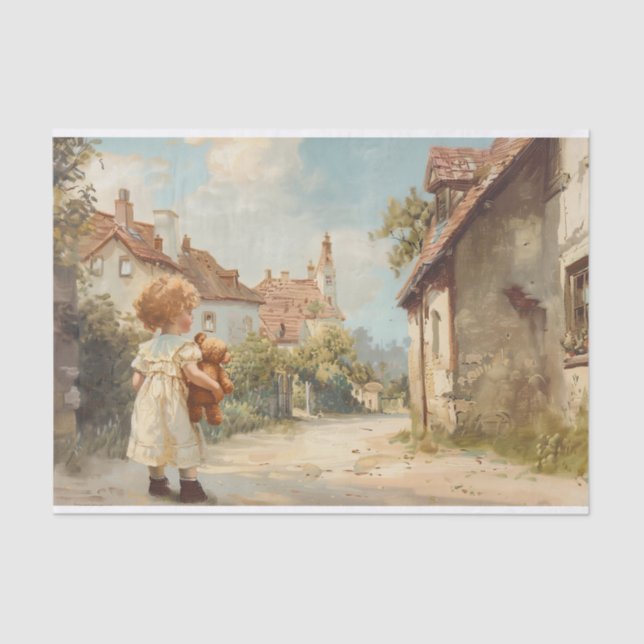 Niño Con Oso De Teddy 2 Papel De Decoración (Anverso)