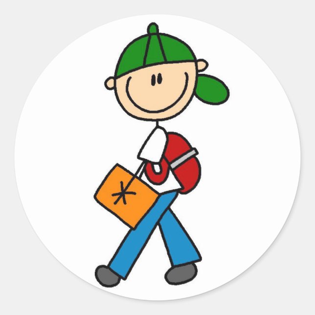 Niño con Pegatinas de mochila Pegatina (Anverso)