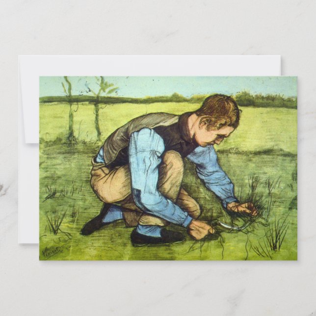 Niño cortando hierba con hoz de Vincent van Gogh (Anverso)