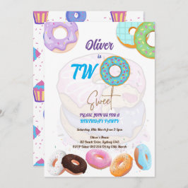 Niño de 2º cumpleaños Invitación de donut