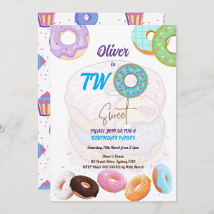 Niño de 2º cumpleaños Invitación de donut