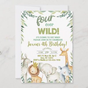 Niño de animales de Safari por cuarta invitación d