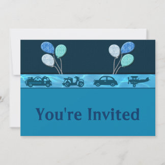 Niño De Cumpleaños Total En Invitación Azul