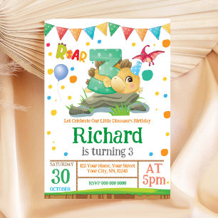 Niño de Dinosaur Invitación a cumpleaños 3