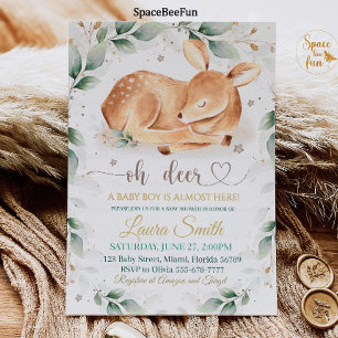 Niño de invitación Baby Shower de venado de Woodla