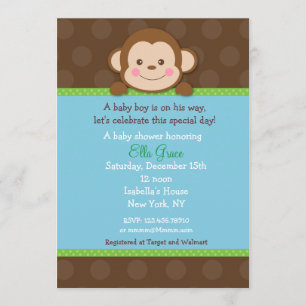 Niño de invitaciones a la ducha de mono