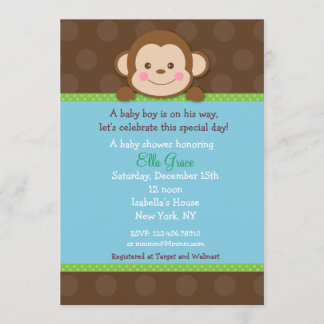 Niño de invitaciones a la ducha de mono