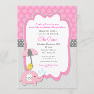 Niño de invitaciones a la ducha para bebés elefant