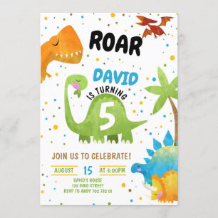 Niño de invitaciones al cumpleaños de los dinosaur