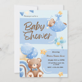 Niño de invitaciones Baby Shower de oso súper lind