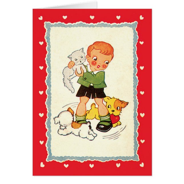 Niño de la época salvando un gatito de los cachorr (Frente)