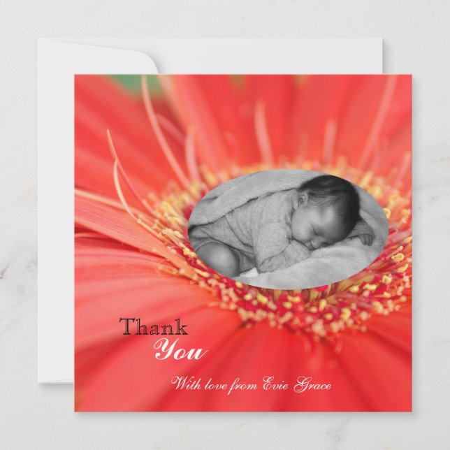 Niño de la Flor Roja Gracias, Invitación Infantil (Anverso)