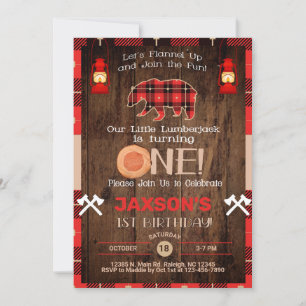 Niño de Lumberjack primera invitación de cumpleaño