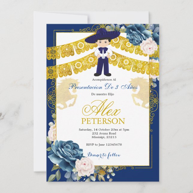  niño de tres años invitación (Anverso)