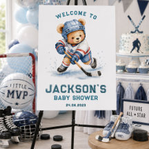 Niño del Oso de Hockey Bienvenida Personalizada pa