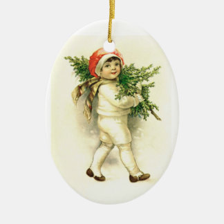 Niño del vintage, ornamento de cerámica del