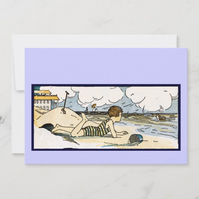 Niño en arte de vintage playero (Anverso)