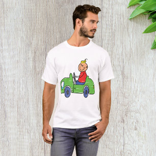 Niño En Un Coche Verde Menta Camiseta