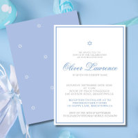 Niño Hebreo judío acuñando invitación azul