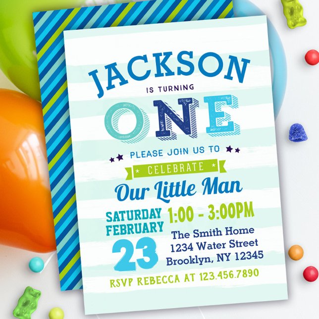 Niño Invitación a cumpleaños pequeño verde azul (Subido por el creador)