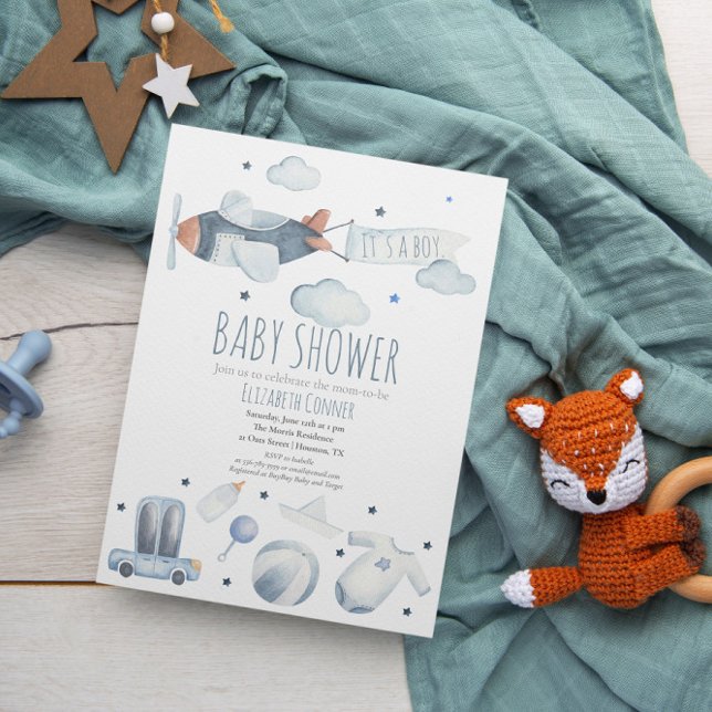 Niño: Invitación a ducha de hidroavión WatercoIor (Subido por el creador)