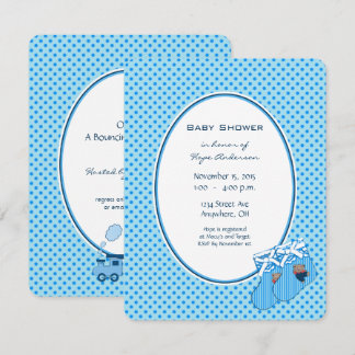 Niño Invitación de ducha de oso azul
