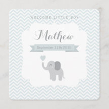 Niño Invitación Elefante Corazón Chevron