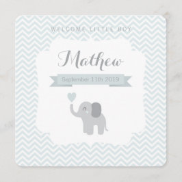 Niño Invitación Elefante Corazón Chevron