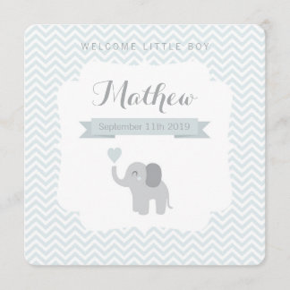 Niño Invitación Elefante Corazón Chevron