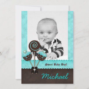 Niño Invitación Invitar Pastel Azul V