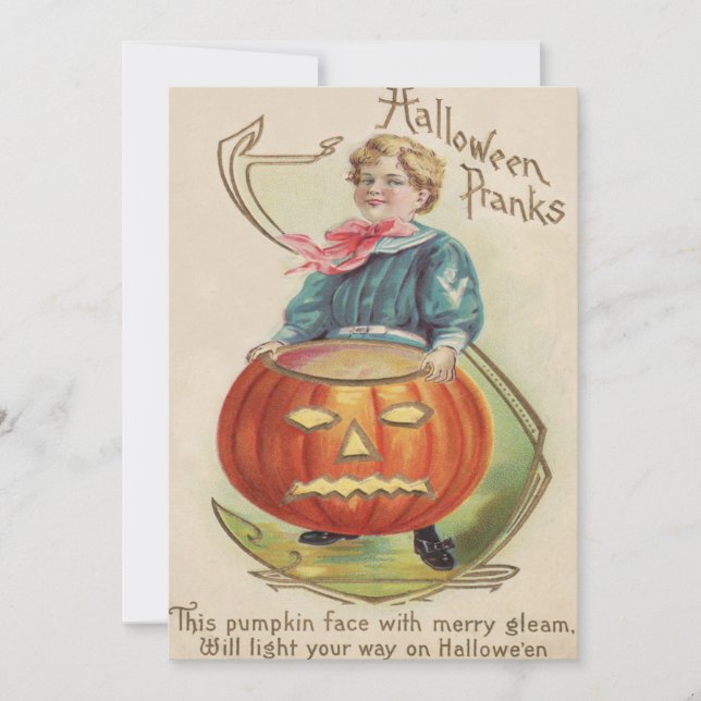 Niño Jack O Lantern Calabaza Poema (Anverso)