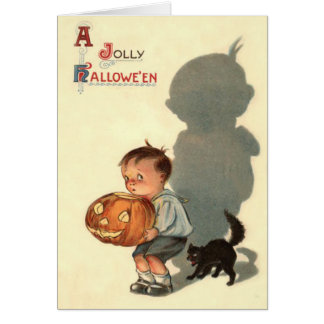Niño Jack O Lantern Sombra Gato Negro