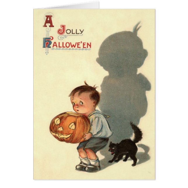 Niño Jack O Lantern Sombra Gato Negro (Frente)